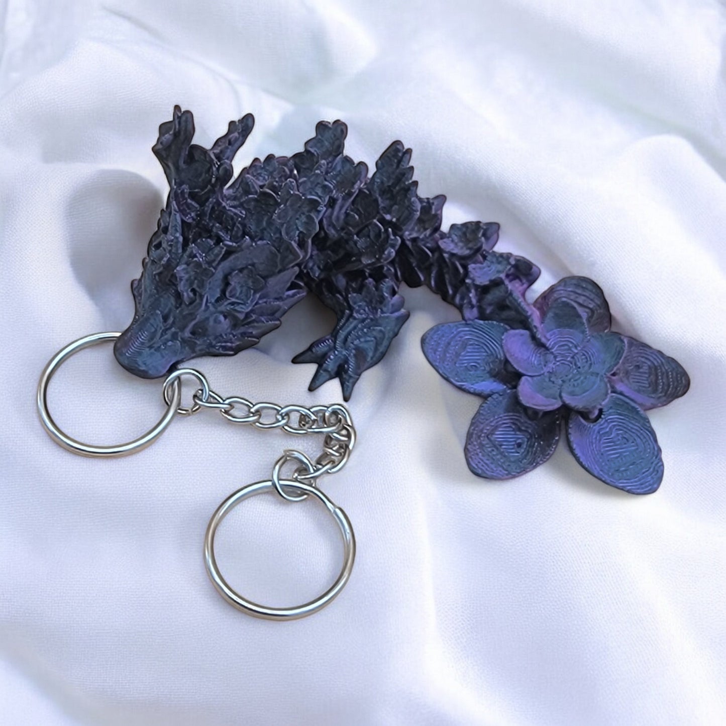 Articulated Cherry Blossom Dragon Keychain