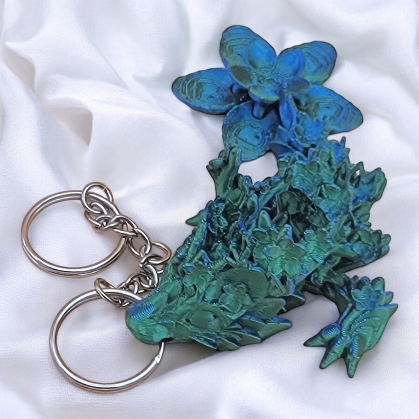 Articulated Cherry Blossom Dragon Keychain