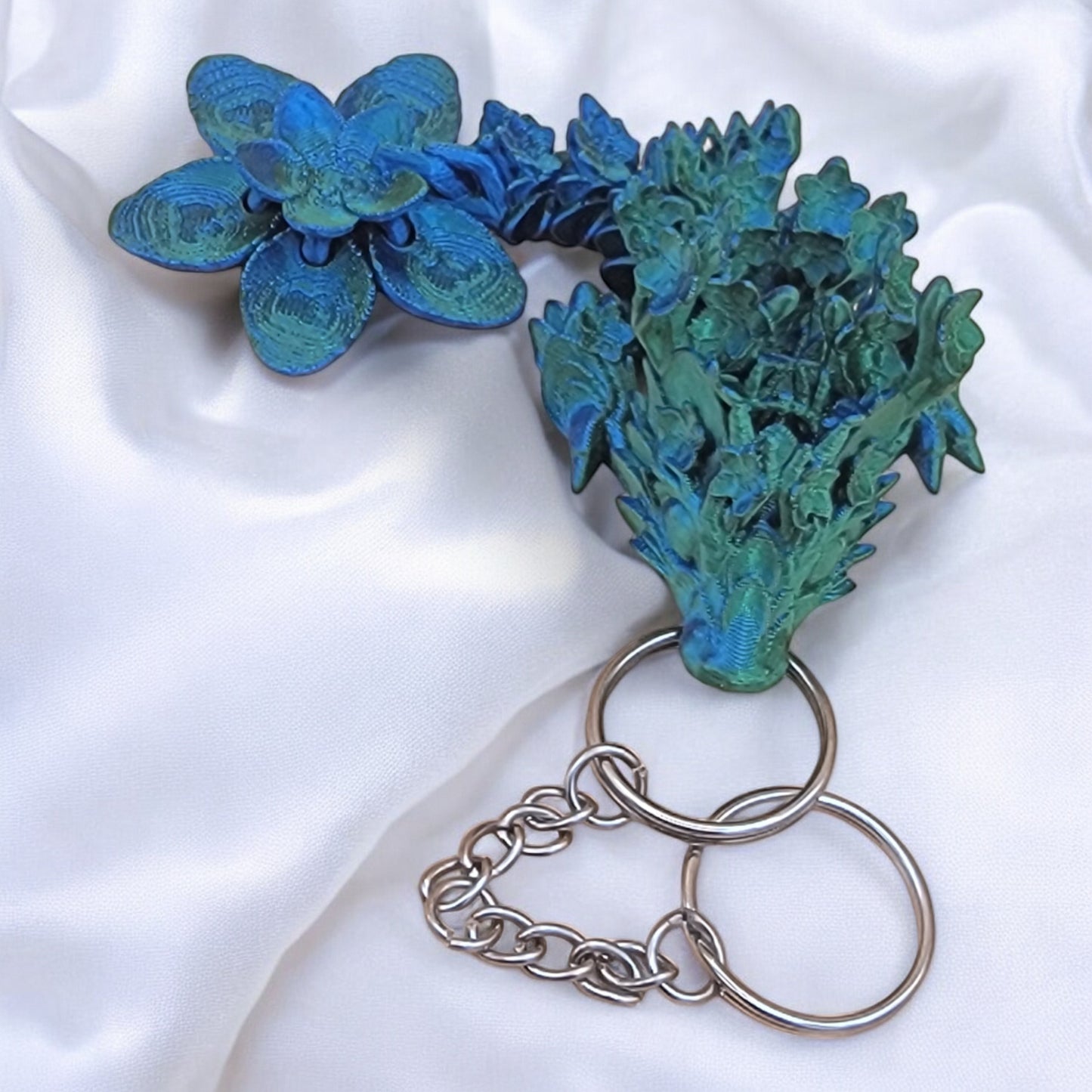 Articulated Cherry Blossom Dragon Keychain