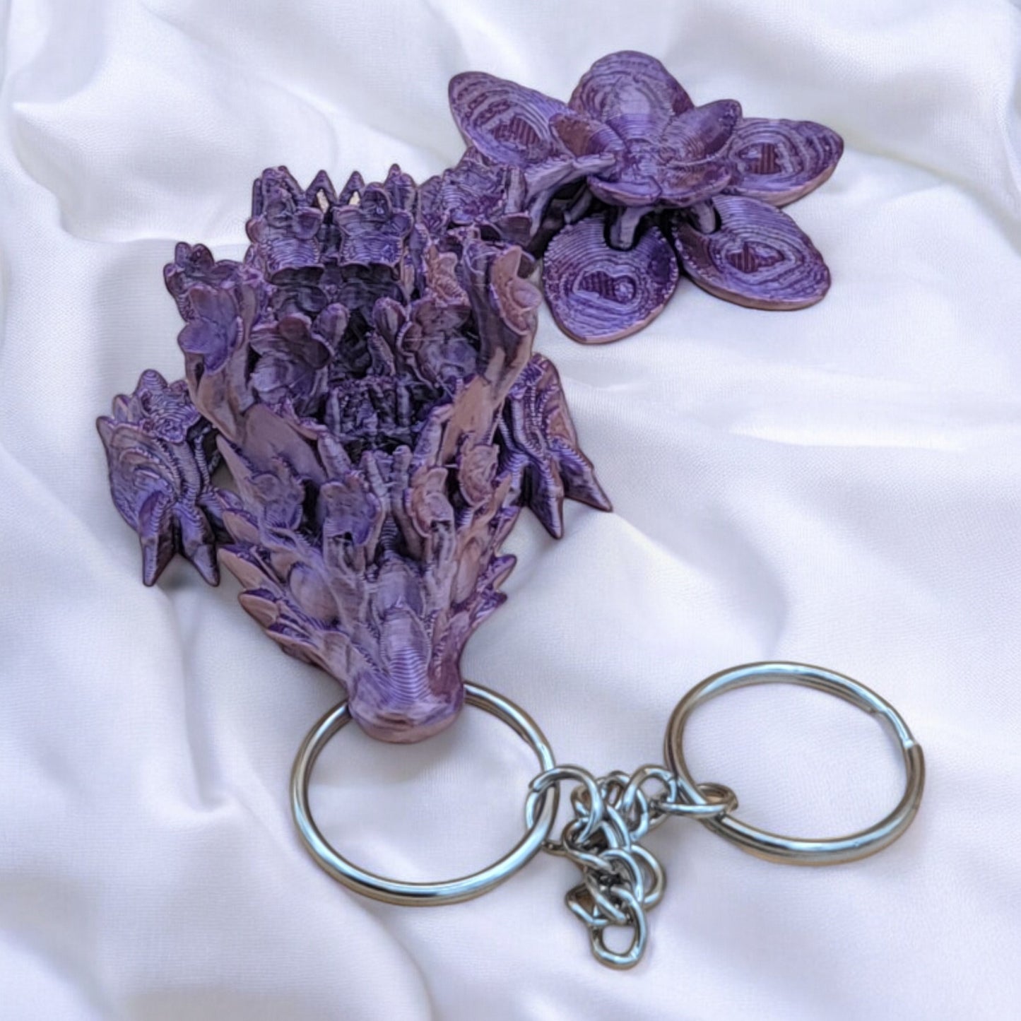 Articulated Cherry Blossom Dragon Keychain