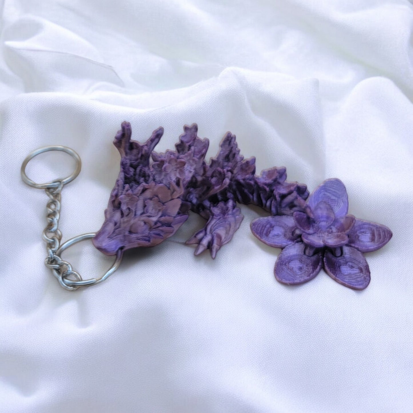 Articulated Cherry Blossom Dragon Keychain